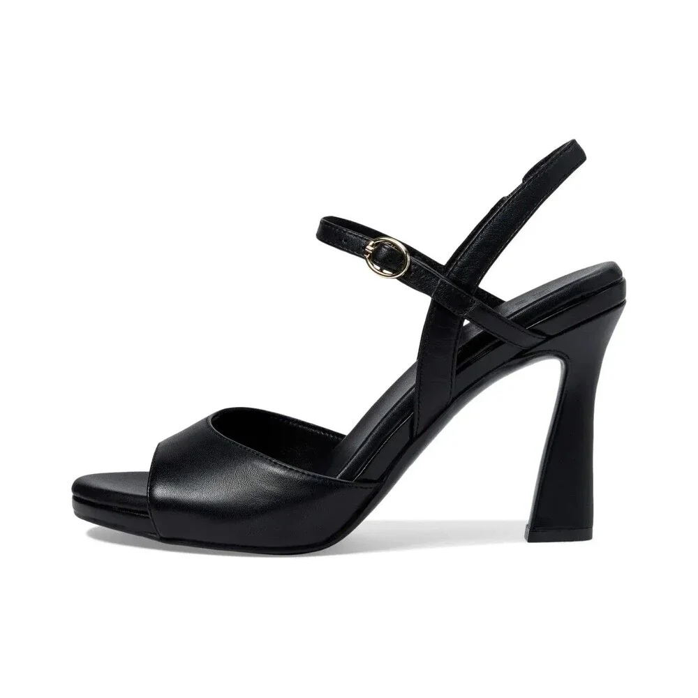 Naturalizer Women's Lala Leather Strappy Heels Sandals Black Size 7 WIDE